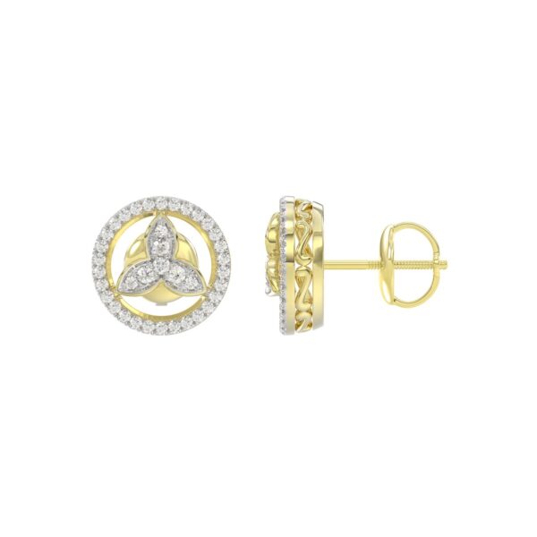 STERLING SILVER YELLOW 1/5CT ROUND DIAMOND LADIES EARRINGS - Image 2
