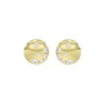 10K YELLOW GOLD 1/4CT ROUND DIAMOND LADIES EARRINGS (PINK SAPPHIRE)